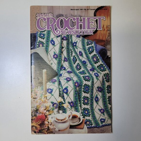 Annies Crochet Newsletter 1991 No 50 l Crafting Blanket Afghan Flowers Square - Picture 1 of 10